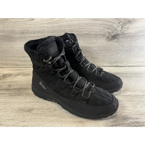 Skechers Boots Womens 7 Reggae Fest Moro Rock Snow Black Lace Up Casual SN 49583 - Picture 1 of 8